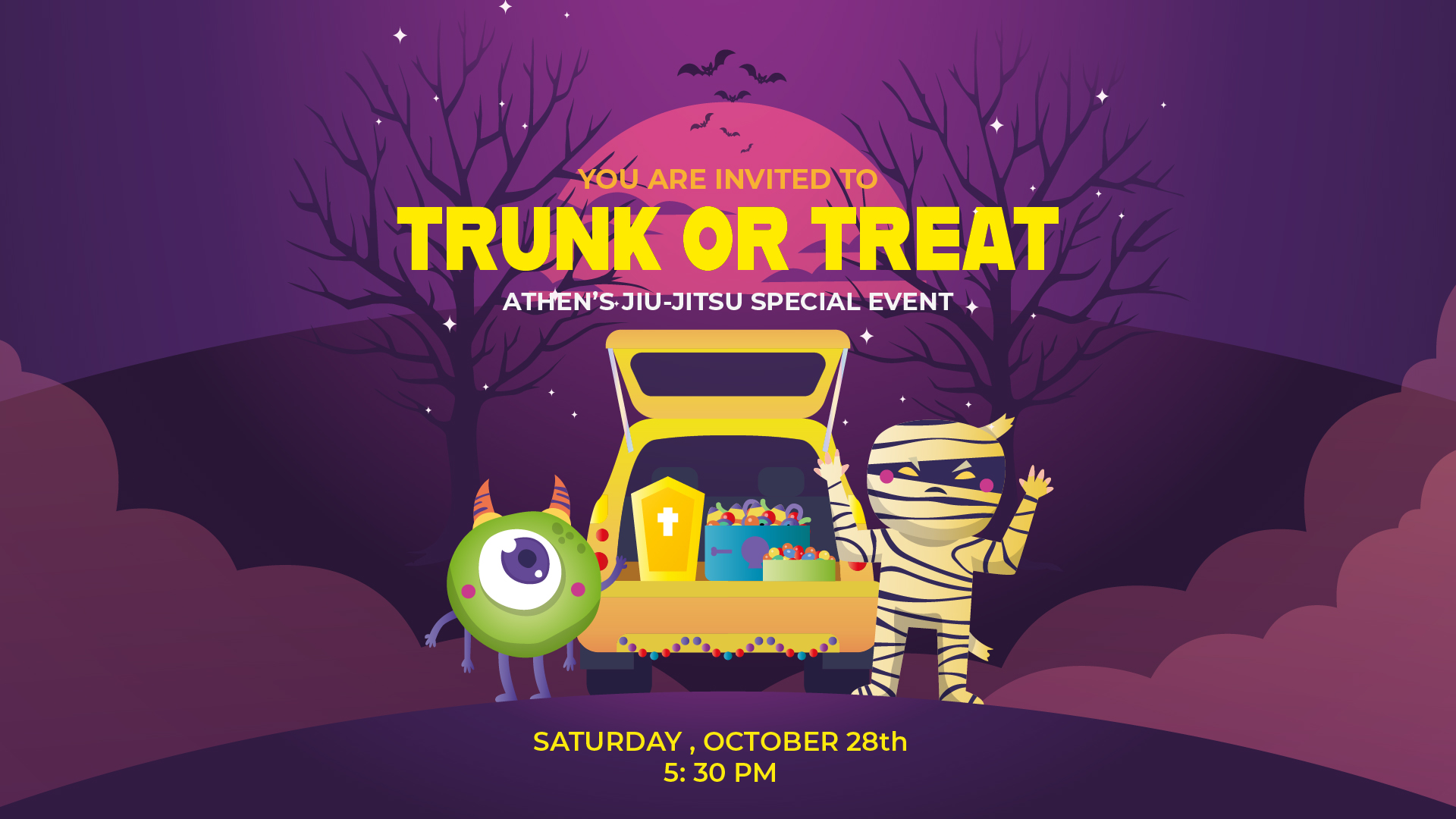 Digital signage trunk or treat event